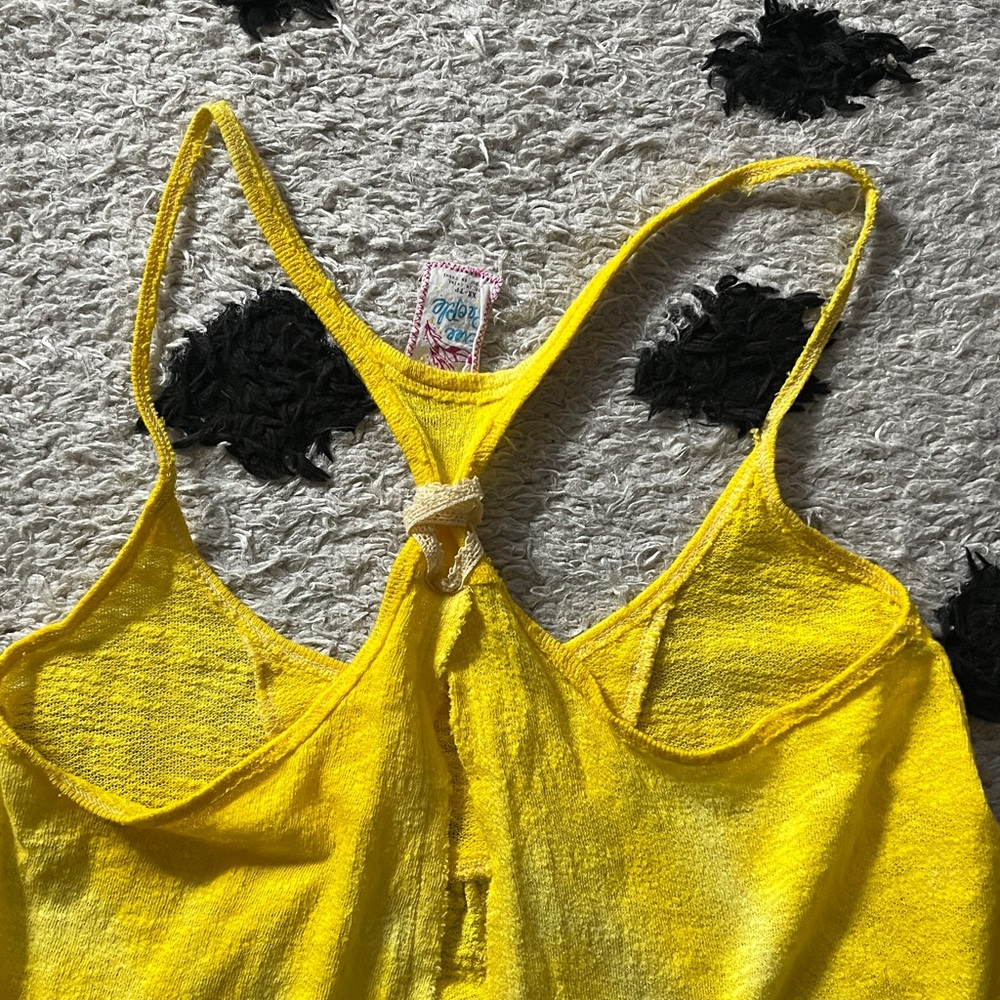 Free People size xs Yellow Tank Top with Stud Detail and open flow back - Picture 9 of 13